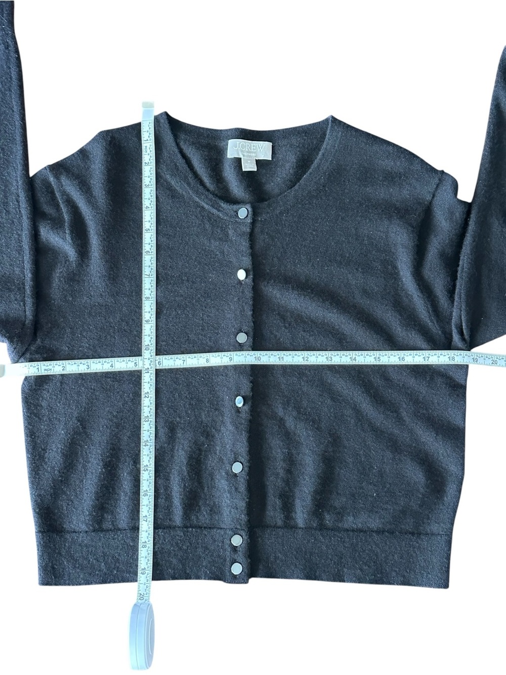 J. Crew Women's Black Featherweight Cashmere Cardigan Quiet Luxury Size Medium - Picture 7 of 8